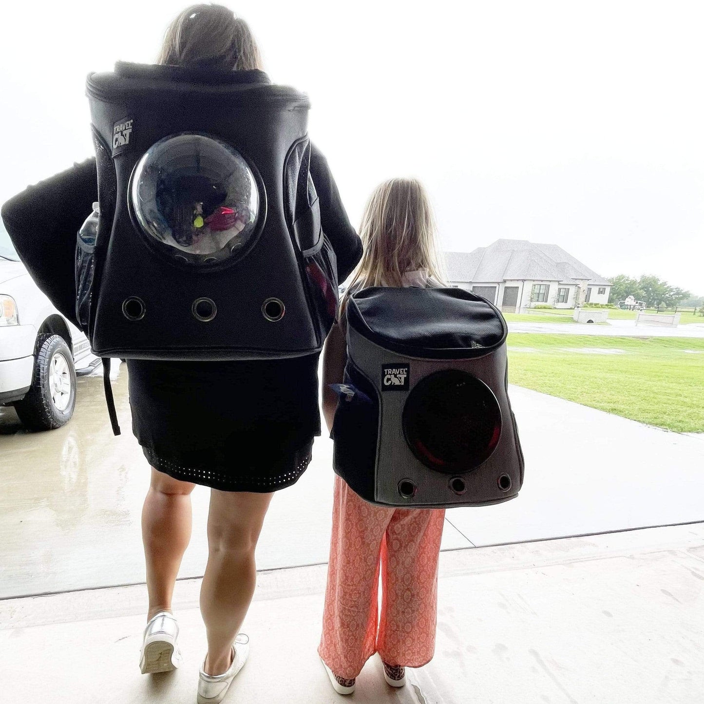"The Fat Cat" Mini Cat Backpack - Heather Grey